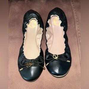 Juicy Couture Black Flats with Gold Accents